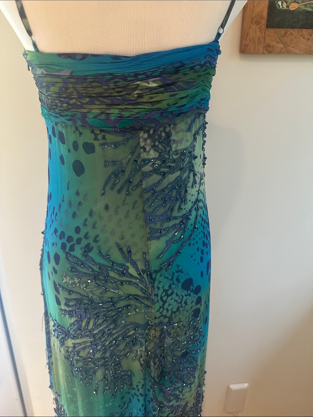 Blue-Green Beaded Maxi Dress - Picture 8 of 13
